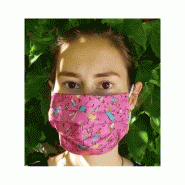 Masque en soie imprimée foule doublé coton - rose