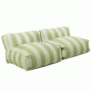 Oviala Business Salon de jardin modulable avec 2 chauffeuses rayées vert cactus - vert polyester 115647
