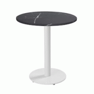 Oviala Business Table à manger ronde 60 cm pied blanc et revêtement marbre noir - noir acier 113157 Oviala Business Table à manger ronde 60 cm pied blanc et revêtement marbre noir - noir acier 113157