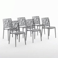 RATTATAN Set 6 Chaises en polypropylène avec fibre de verre empilables pour extérieur et jardin, bar et restaurant, cuisine design moderne - DAFNE - RATTATAN Set 6 Chaises en polypropylène avec fibre de verre empilables pour extérieur et jardin, bar et restaurant, cuisine design moderne - DAFNE -