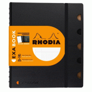 RHODIA Lot de 6 Exabook Active A5+, 160p./80 feuilles microperforées 80 g/m² reliure intégrale, perf. 6 trous, quadrillé 5x5 + cadre - 3037921325728