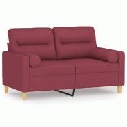 VidaXL Canapé 2 places avec oreillers bordeaux 120 cm tissu Modèle Feloria - 3200819