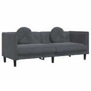 VidaXL Canapé avec coussins 3 places gris foncé velours Modèle Termonel - 372643