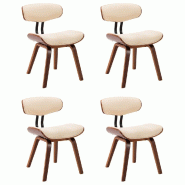 VidaXL Chaises à manger lot de 4 crème bois courbé et similicuir Modèle Diamant Prestige - 278716