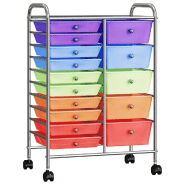 Vidaxl chariot rangement mobile à 15 tiroirs xxl multicolore plastique 320410