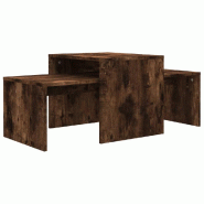 VidaXL Ensemble table basse Chêne fumé 100x48x40 cm Bois d'ingénierie Modèle Polaris Bois Plus - 815546