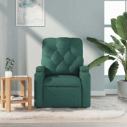 VidaXL Fauteuil de massage inclinable Vert foncé Tissu Modèle Kerviane - 8721012201439