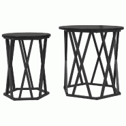 VidaXL Table basse 2 pcs Chêne noir Bois d'ingénierie et acier Modèle Terra Design - 868261