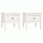 VidaXL Tables d'appoint 2 pcs Blanc 50x50x49 cm Bois massif de pin Modèle Soleil Rho Plus - 813797