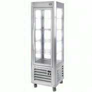 Vitrine réfrigérée PANORAMIQUE INOX 4 faces vitrées 5 grilles fixes - 600 x 630 x 1850 mm - 360 LT - 430 W