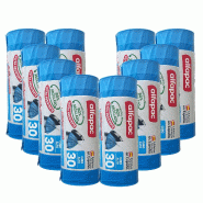 Alfapac - Sacs poubelle à fermeture automatique 30L 50x75cm pour poubelles hautes, 10 rouleaux x 15 unités (80% recyclé) - bleu PK6988