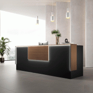 Banque d'accueil Ega - Design et fonctionnelle - Noir, 275, Non, noyer-MN02