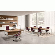 Bureau d'angle X9 avec pieds coloris blanc - Officity - 192, Gauche, Orme gris_1