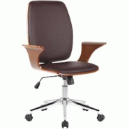 CLP Fauteuil de bureau Burbank avec coque d'assise en bois Noyer / Marron/Similicuir - marron polyester 316768 CLP Fauteuil de bureau Burbank avec coque d'assise en bois Noyer / Marron/Similicuir - marron polyester 316768