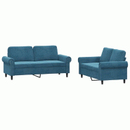 Ensemble de canapés 2 pcs avec coussins Bleu Velours Modèle Gornessa - 8721012071865