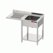 Gasfrit – Évier industriel en acier inoxydable avec étagère, 1 cuve et 1 égouttoir, 1200 × 600 × 850 + 100 mm - inox we099
