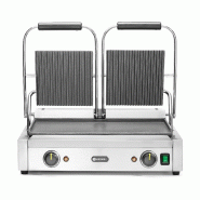 Grill de contact modèle double sup rainuré inf lisse 475x230mm HENDI
