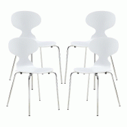 Helloshop26 - Lot de 4 chaises de salle à manger 80 x 47 x 48 cm moderne design robuste blanc / chrome 03_0009834 - blanc 3000224887965