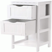 Helloshop26 - Meuble salle de bain rangement 2 tiroirs blanc 12_0000720 - blanc Bois manufacturé 3000107358988