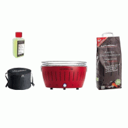 LotusGrill - Pack spécial barbecue XL rouge (cm 43,5) avec 2,5 kg de charbon de bois et gel combustible - 4260023012398