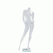 Mannequin femme modulable blanc laqué sans tête déhanché - polypropylène résistant aux fissurations