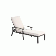 Merax bain de soleil de jardin en aluminium, dossier multiposition, rembourré, résistant aux intempéries, beige - beige aluminium W2021P270158