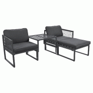 Merax salon de jardin, canapé 2 places avec coussins et tressage corde, extérieur, gris - gris multi-matériau HW24017AAA