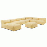 Oviala Business Salon de jardin modulable 8 places jaune clair - jaune polyester 115055