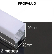 Profilé 2m alu plat et diffuseur opale -  référence profaluo