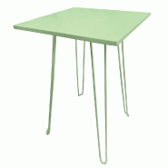 Table de bar d'extérieur carrée Biscarosse 70x70cm en aluminium vert d'eau