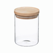 WellHome - Pot en Verre et Bois, Fermeture Hermétique 600ML - transparent verre WH14030