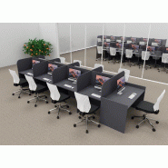 Bureau de centre d'appels version double 9 personnes avec poste superviseur. - Anthracite, 9 places_0