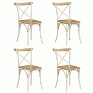 Décoshop26 - Lot de 4 chaises de salle à manger cuisine design rétro bois de manguier massif blanc CDS021231 - blanc Bois massif 3001171999787