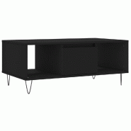 Décoshop26 - Table basse design moderne et contemporaine 90 x 50 x 36,5 cm bois d'ingénierie noir et métal DEC039828 - noir métal 3000264609022