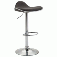 Décoshop26 - Tabouret de bar x1 assise ergonomique en tissu gris foncé pied en trompette en métal aspect chromé 10_0005388 - gris métal 3000252619040
