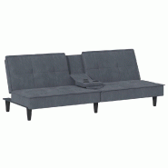 Helloshop26 - Canapé-lit avec porte-gobelets velours gris foncé 02_0020422 - gris polyester 3001090388006