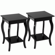 Helloshop26 - Lot de 2 tables d'appoint carrées 40 x 40 x 60 cm pratique avec patins antidérapants en bois noir 20_0012496 - noir Bois massif 300022