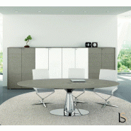 Table de réunion ovale Metar en bois- Bralco. - Non, Chêne gris