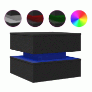 VidaXL Table basse avec lumières LED noir 50x50x40 cm Modèle Atlas Plus - 839855