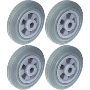 Roue de 160 mm 6" à pneu en caoutchouc gris avec centre en plastique Capacité de 540 kg, jeu de 4 Roue de 160 mm 6" à pneu en caoutchouc gris avec centre en plastique Capacité de 540 kg, jeu de 4