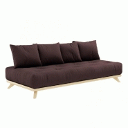 CANAPÉ CONVERTIBLE FUTON SENZA PIN NATUREL COLORIS MARRON COUCHAGE 90 CM.