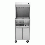 Cuistance Chauffe-frites professionnel sur pied avec 2  bacs gn1/6 — poste de salage 3 lampes chauffantes, thermostat 50-90 °C - inox CF700M
