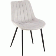 Décoshop26 - Chaise de salle à manger x1 en velours gris clair avec coutures verticales piètement en métal noir 10_0002333 - gris 3000250969604 Décoshop26 - Chaise de salle à manger x1 en velours gris clair avec coutures verticales piètement en métal noir 10_0002333 - gris 3000250969604