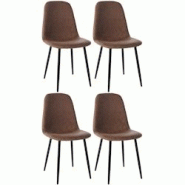 Décoshop26 - Lot de 4 chaises de salle à manger design moderne avec pieds en métal noir et assise en PVC marron 10_0001822 - marron 3000250691918 Décoshop26 - Lot de 4 chaises de salle à manger design moderne avec pieds en métal noir et assise en PVC marron 10_0001822 - marron 3000250691918