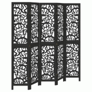 Décoshop26 - Paravent séparateur de pièce cloison 5 panneaux en bois de paulownia noir DEC031022 - noir 3000258245946