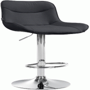 Décoshop26 - Tabouret de bar x1 pivotant forme ergonomique surpiqûres décoratives en PVC noir cadre en métal chromé 10_0005761 - noir métal 3000