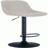 Décoshop26 - Tabouret de bar x1 rotation à 360°en tissu crème pieds en trompette métal noir 10_0005709 - beige métal 3000265170422