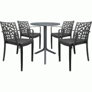 Ensemble de 4 fauteuils Matrix avec table ronde Spritz noire - noir plastique polypropylène 8050054388755