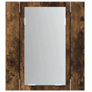 Helloshop26 - Armoire à miroir LED murale moderne salle de bain 40 x 12 x 45 cm espace de rangement élégant en bois chêne fumé 02_0048477 - verre