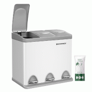 Helloshop26 - Poubelle de cuisine 46 x 24,5 x 39,5 cm résistante avec pédales et 3 compartiments tri sélectif de recyclage en inox 12_0007239 - 300